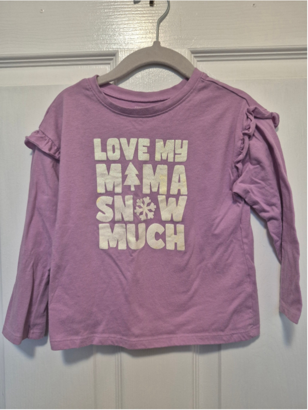Girls Garanimals Long Sleeve Tee 3T Lavender White Love My Mama Snow Much